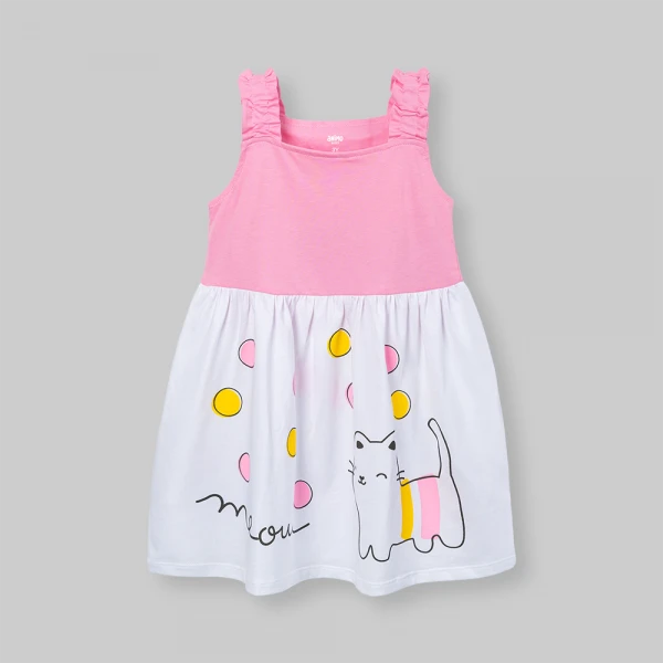 Đầm bé gái Animo Easy SU26 LU0826003 (1Y-4Y,Hồng-trắng)