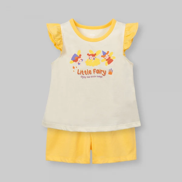 Bộ bé gái ngắn Animo Easy SU26 LU0826005 (1Y-4Y,Kem-Vàng)