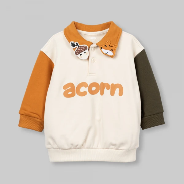 Bộ đông bé trai dài polo Animo Sồi và Sóc FW26 HN0826017 (1-4Y,Kem-Vàng)