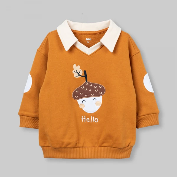 Bộ đông bé trai dài polo Animo Sồi và Sóc FW26 HN0826018 (1-4Y,Vàng-Rêu)