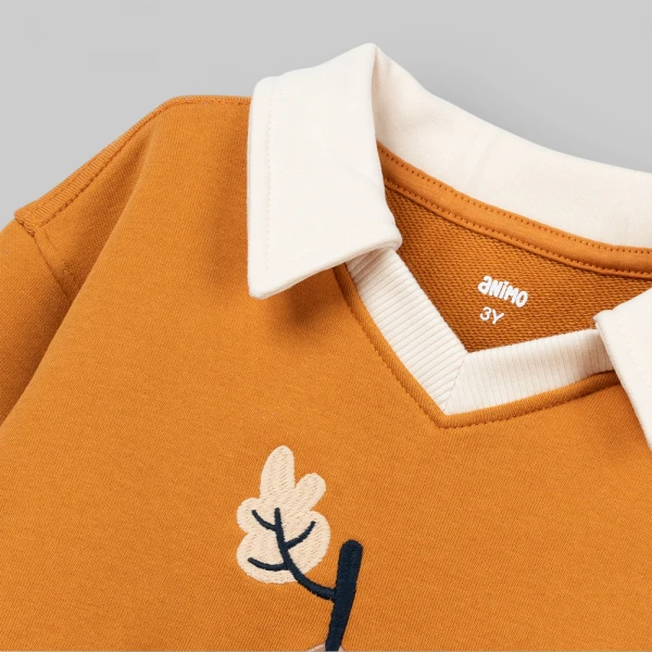 Bộ đông bé trai dài polo Animo Sồi và Sóc FW26 HN0826018 (1-4Y,Vàng-Rêu)