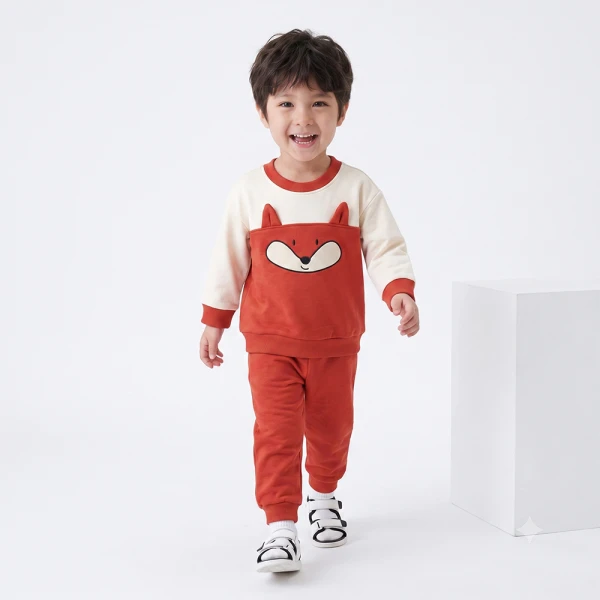 Bộ đông bé trai dài Animo Cáo Cam FW26 HN0926014 (1-4Y,Kem-Cam)