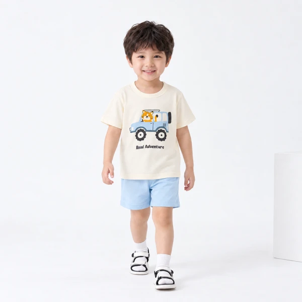 Bộ bé trai ngắn Animo Easy FW26 HN0826045 (1-4Y,Kem-Xanh nhạt)