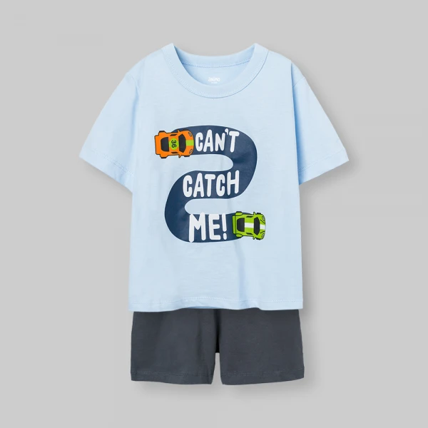 Bộ bé trai ngắn Animo Easy FW26 HN0826048 (1-4Y,Xanh nhạt-Xám)