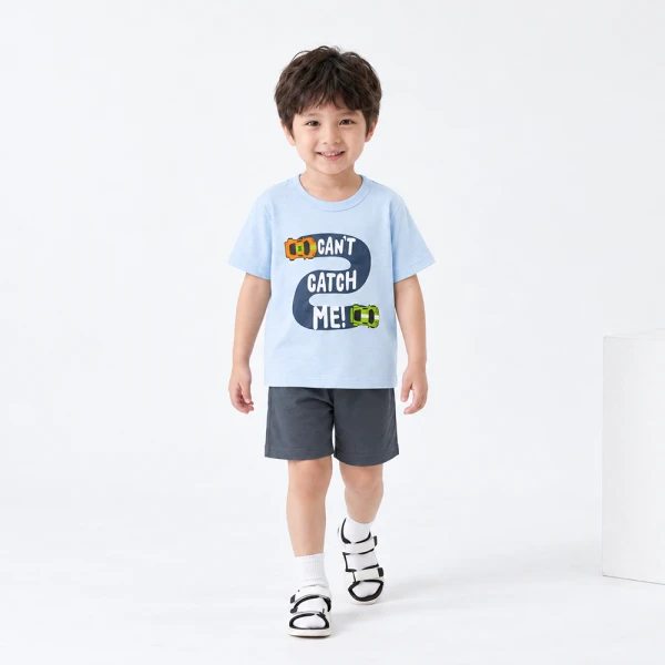 Bộ bé trai ngắn Animo Easy FW26 HN0826048 (1-4Y,Xanh nhạt-Xám)