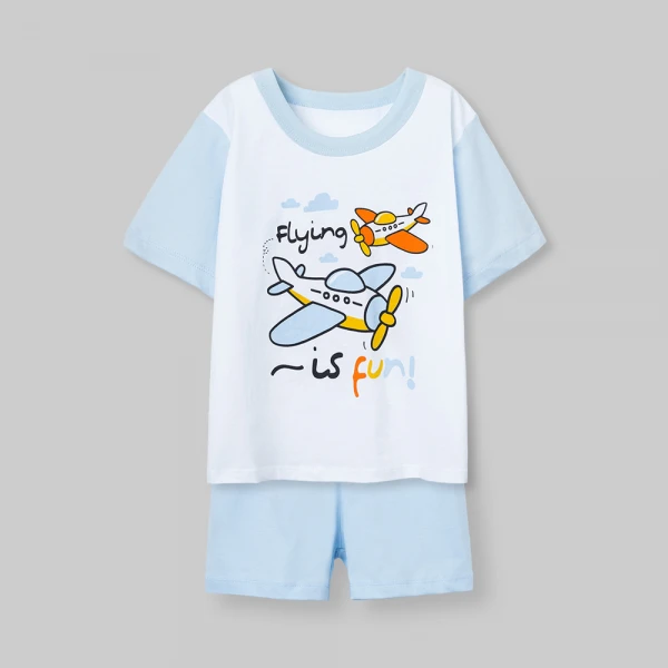 Bộ bé trai ngắn Animo Easy FW26 HN0826050 (1-4Y,Trắng-Xanh nhạt)