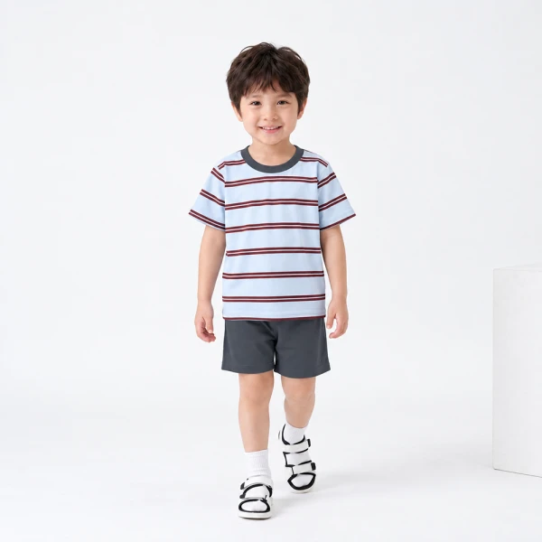 Bộ bé trai ngắn Animo Easy FW26 HN0826051 (1-4Y,Xanh nhạt-Xám)