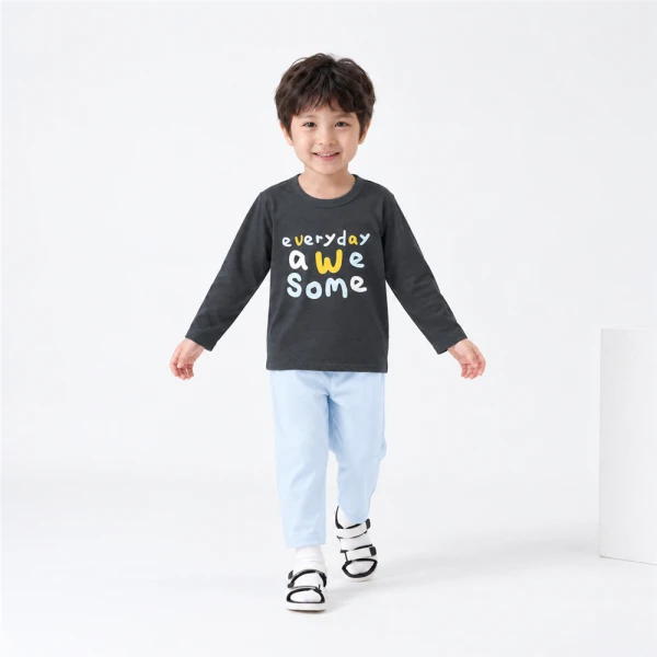 Bộ bé trai dài Animo Easy FW26 HN0826054 (1-4Y,Xám đậm-xanh nhạt)