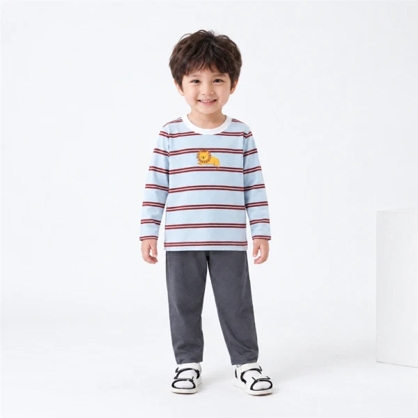 Bộ bé trai dài Animo Easy FW26 HN0826055 (1-4Y,Xanh nhạt-Xám đậm)
