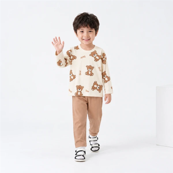 Bộ bé trai dài Animo Easy FW26 HN0926051 (1-4Y,Kem-Be)