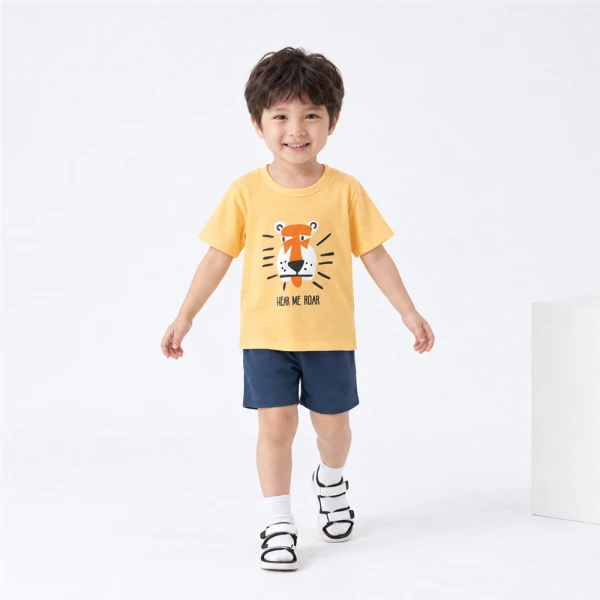 Bộ bé trai ngắn Animo Easy FW26 HN0926058 (1-4Y,Vàng nhạt-Xanh)