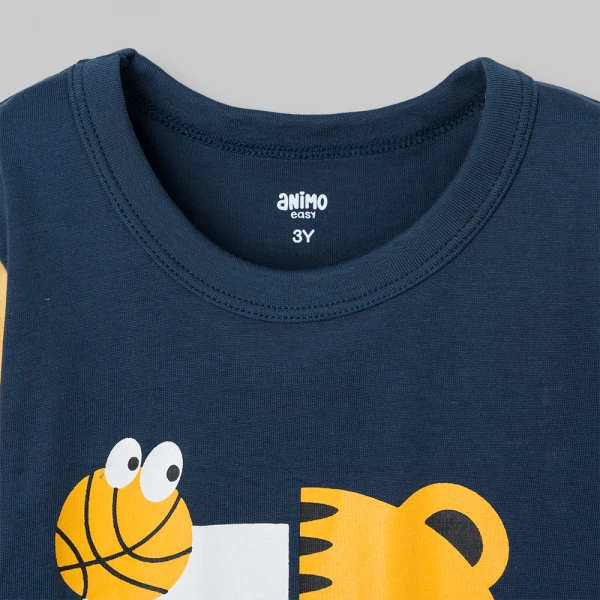 Bộ bé trai ngắn Animo Easy FW26 HN0926060 (1-4Y,Xanh đậm-vàng)