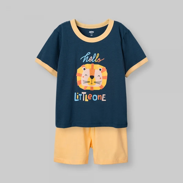 Bộ bé trai ngắn Animo Easy FW26 HN1026038 (1-4Y,Xanh đậm-Vàng)