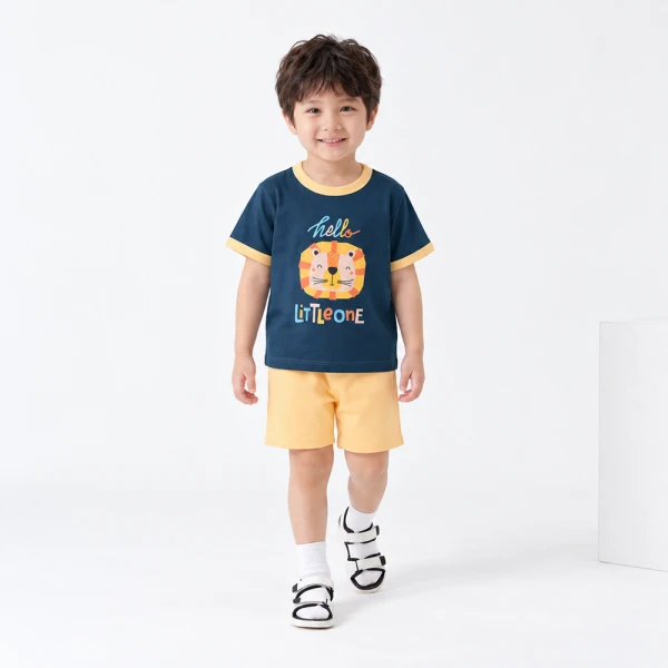 Bộ bé trai ngắn Animo Easy FW26 HN1026038 (1-4Y,Xanh đậm-Vàng)