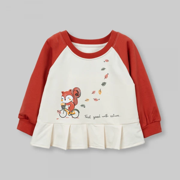 Bộ đông bé gái dài Animo sồi và sóc FW26 TX0826014 (1Y-4Y,Kem-Cam)