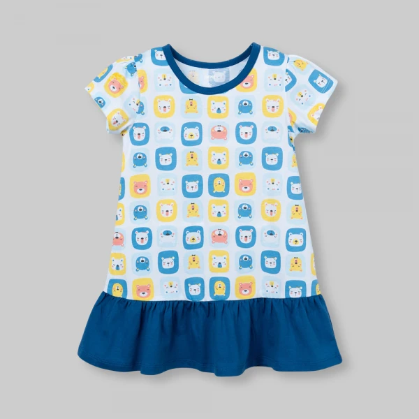 Đầm bé gái Animo Easy SU26 LU0826007 (1Y-4Y,Trắng-Navy)