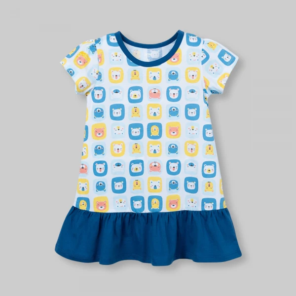 Đầm bé gái Animo Easy SU26 LU0826007 (1Y-4Y,Trắng-Navy)