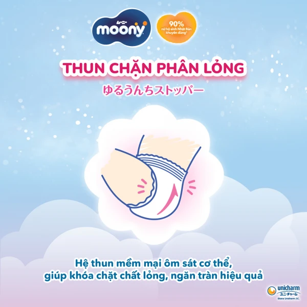 Tã dán Moony Blue size M cho bé 6-11kg (54 miếng)