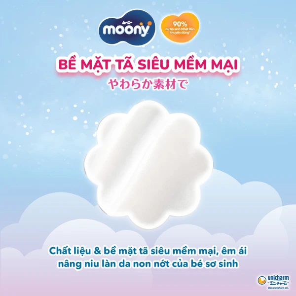 Tã dán Moony Blue size M cho bé 6-11kg (54 miếng)