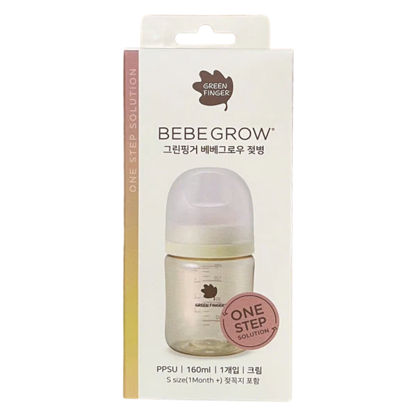 Bình sữa Bebegrow Green Finger PPSU cổ rộng cho bé 0-3 tháng (160ml)