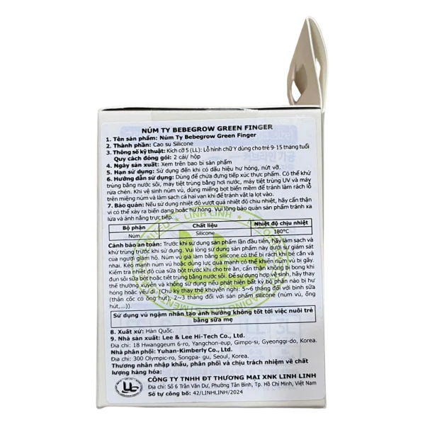 Núm ty Bebegrow Green Finger silicone size LL cho bé từ 9 tháng