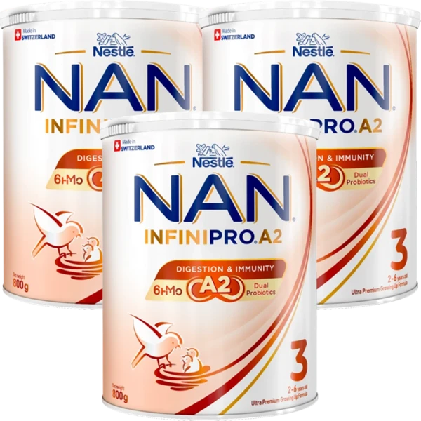 Combo 3 lon SPDDCT Nestlé NAN InfiniPro A2 3 800g (2-6 tuổi) (6HMO)