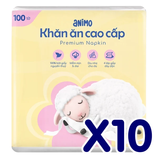10 Gói Khăn ăn cao cấp Animo (100 tờ)