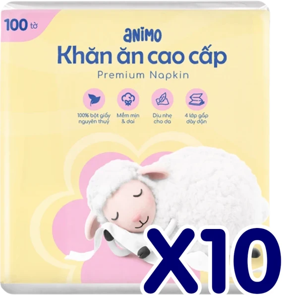 10 Gói Khăn ăn cao cấp Animo (100 tờ)