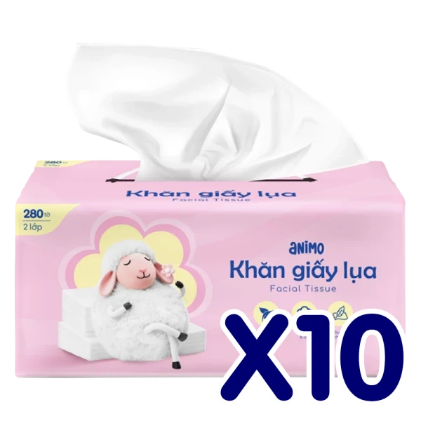 10 Gói Khăn giấy lụa rút 2 lớp Animo (280 tờ)