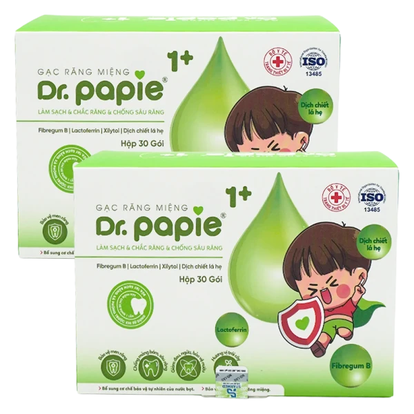 Combo 2 Hộp Gạc răng miệng Dr Papie 1+ (30 miếng/ hộp)