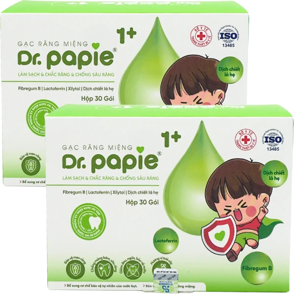 Combo 2 Hộp Gạc răng miệng Dr Papie 1+ (30 miếng/ hộp)