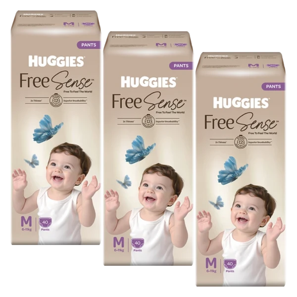 Combo 3 gói Tã quần Huggies Free Sense size M 40 miếng