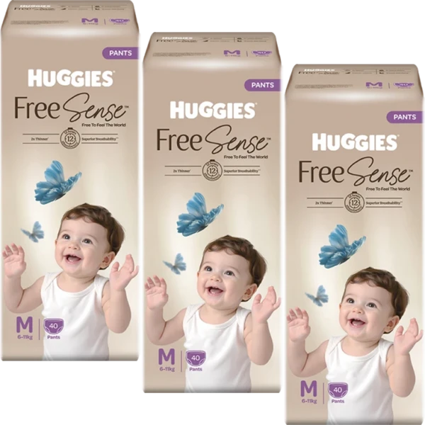 Combo 3 gói Tã quần Huggies Free Sense size M 40 miếng