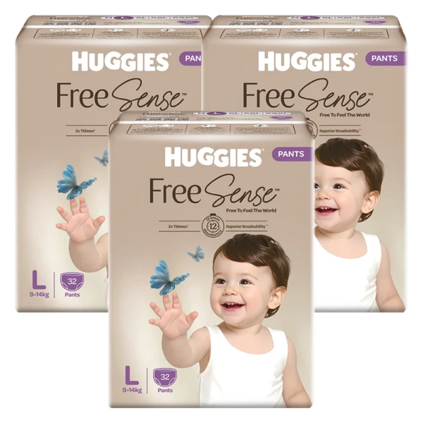 Combo 3 gói Tã quần Huggies Free Sense size L 32 miếng