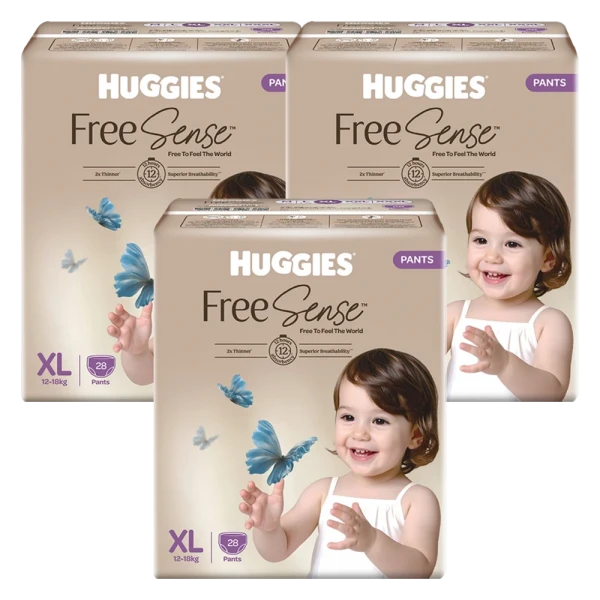 Combo 3 gói Tã quần Huggies Free Sense size XL 28 miếng