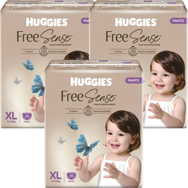 Combo 3 gói Tã quần Huggies Free Sense size XL 28 miếng