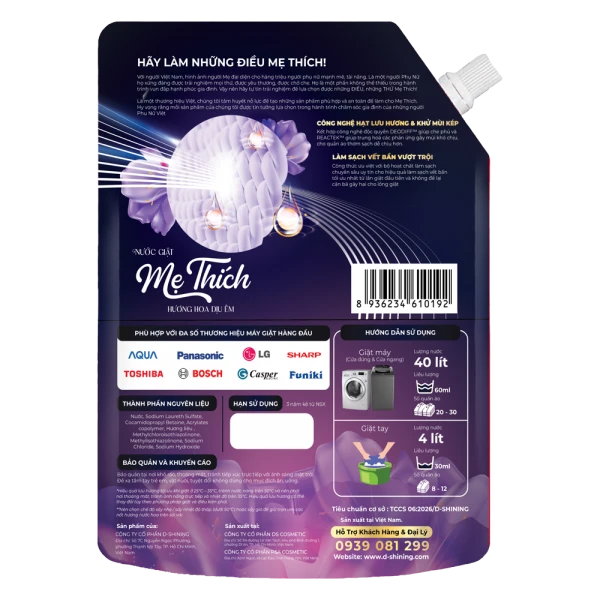 Nước giặt Mẹ Thích hương hoa dịu êm 3kg