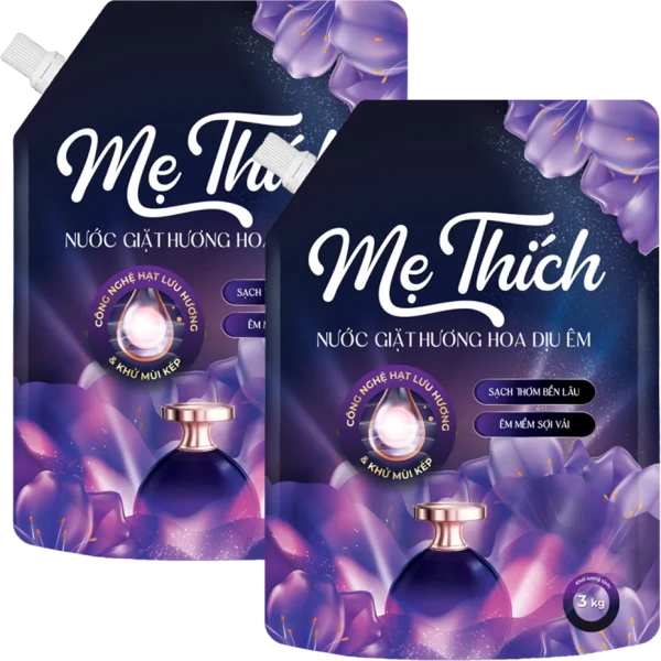 Combo 2 túi nước giặt Mẹ Thích hương hoa dịu êm 3kg