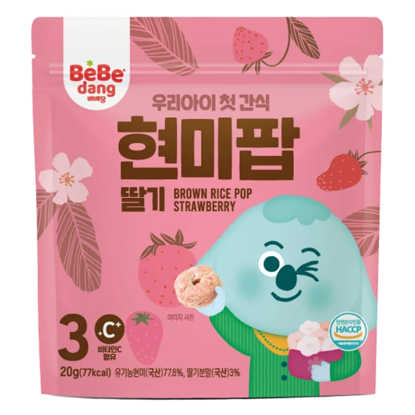 [Quà tặng]Thực Phẩm Bổ Sung Bánh Vòng Gạo Lứt Bebedang Vị Dâu Tây (20g)