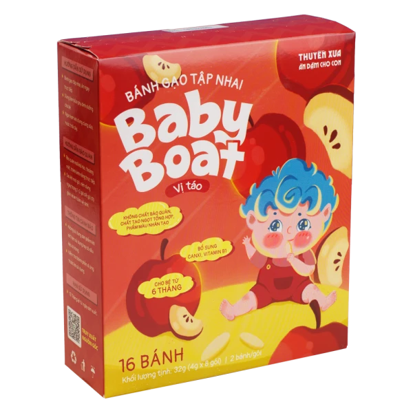 Bánh gạo tập nhai Baby Boat vị táo Thuyền Xưa cho bé ăn dặm (32g)