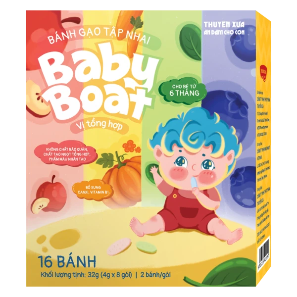 Bánh gạo tập nhai Baby Boat vị tổng hợp Thuyền Xưa cho bé ăn dặm (32g)