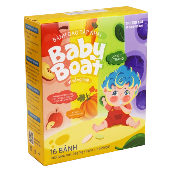 Bánh gạo tập nhai Baby Boat vị tổng hợp Thuyền Xưa cho bé ăn dặm (32g)