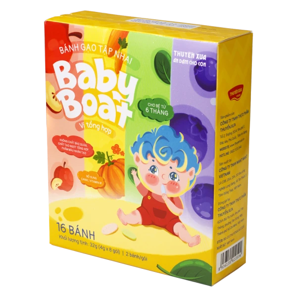 Bánh gạo tập nhai Baby Boat vị tổng hợp Thuyền Xưa cho bé ăn dặm (32g)
