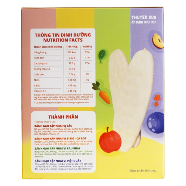Bánh gạo tập nhai Baby Boat vị tổng hợp Thuyền Xưa cho bé ăn dặm (32g)