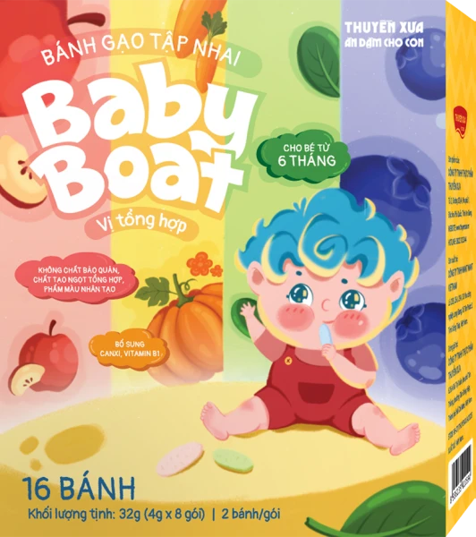 Bánh gạo tập nhai Baby Boat vị tổng hợp Thuyền Xưa cho bé ăn dặm (32g)