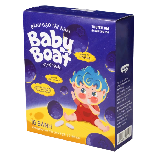 Bánh gạo tập nhai Baby Boat vị việt quất Thuyền Xưa cho bé ăn dặm (32g)