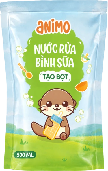 Nước rửa bình sữa Animo tạo bọt (Túi 500ml)