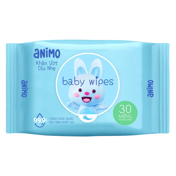 Khăn Ướt Dịu Nhẹ Animo không mùi (30 tờ)