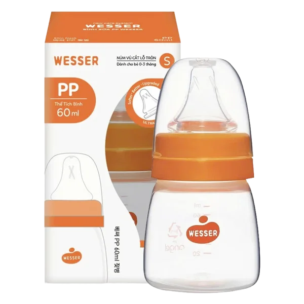 Bình sữa Wesser nhựa PPSU cổ hẹp 60ml (Giao bao bì ngẫu nhiên)