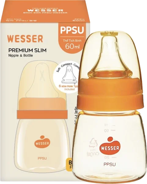 Bình sữa Wesser nhựa PP BPA Free cổ hẹp 60ml (Bao bì ngẫu nhiên)